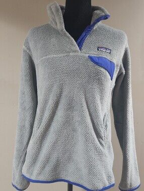 PATAGONIA Womens Size M Pullover Snap Fleece Waffle Gray